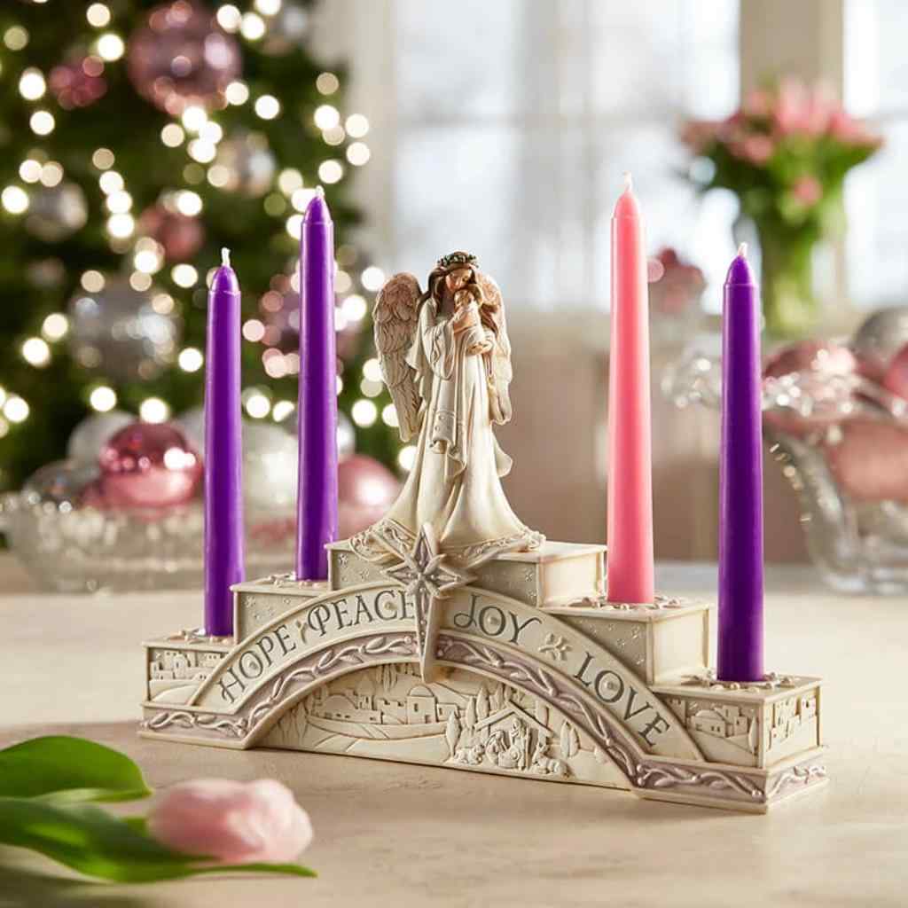 Angel Holding the Baby Jesus Advent Candleholder, Avalon Gallery (view 3)