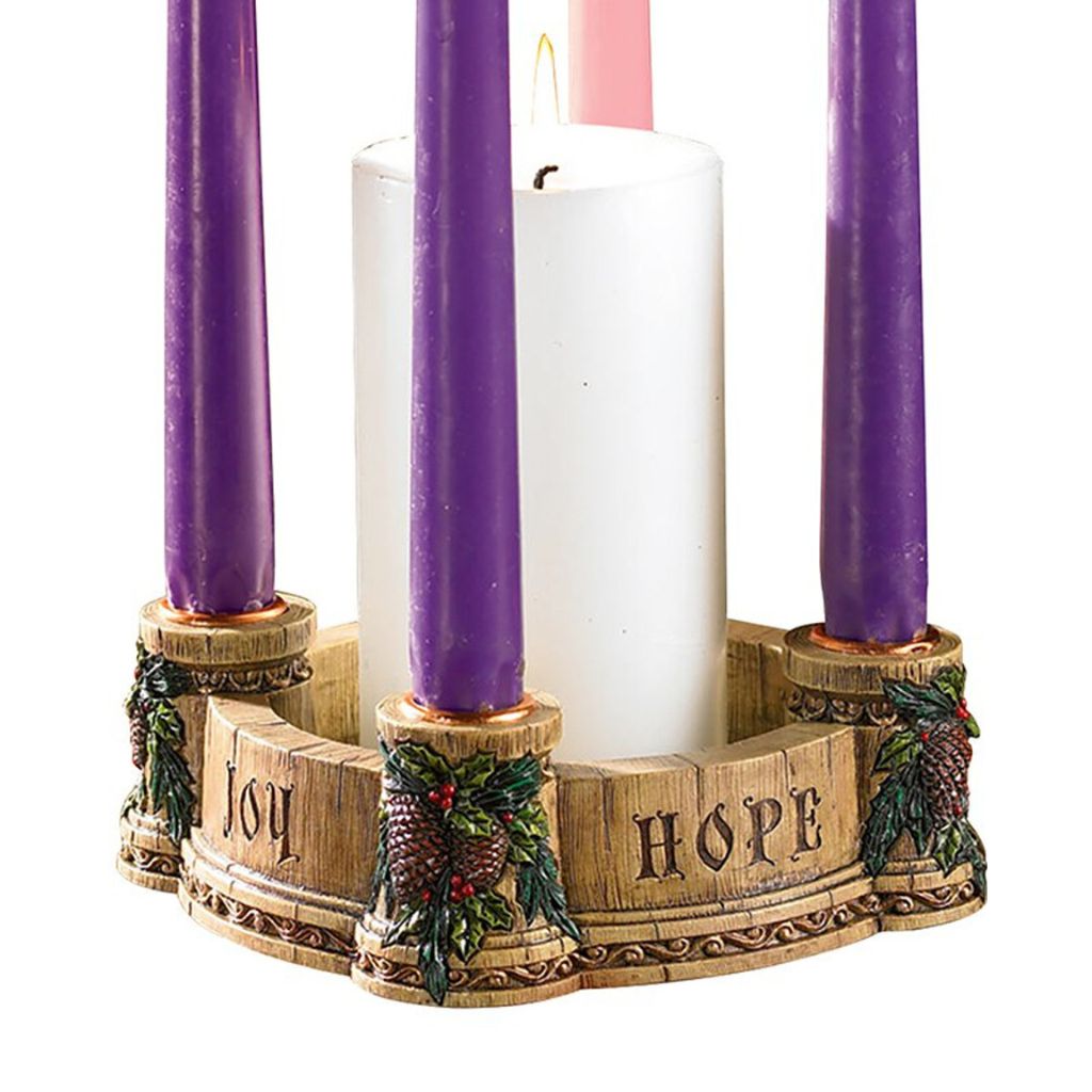 Fioretti Joy, Faith, Love, Hope Advent Wreath Candle Holder