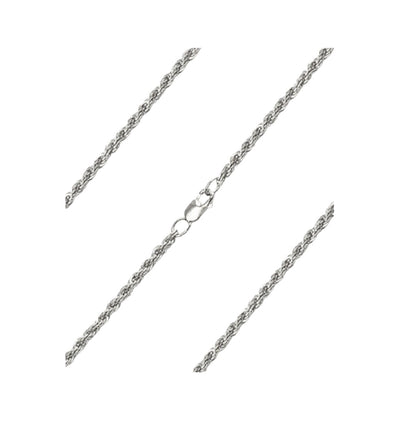 2.40mm Light French Rope Sterling Silver Bracelet with Lobster Claw, Bliss Manufacturing
