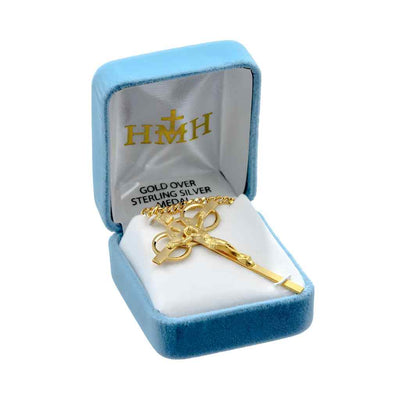 Three Ring Gold/Sterling Silver Wedding Crucifix in Box, HMH Religious