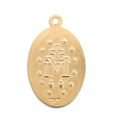 Back of Miraculous Oval Double Sided Gold/Sterling Necklace, HMH Religious