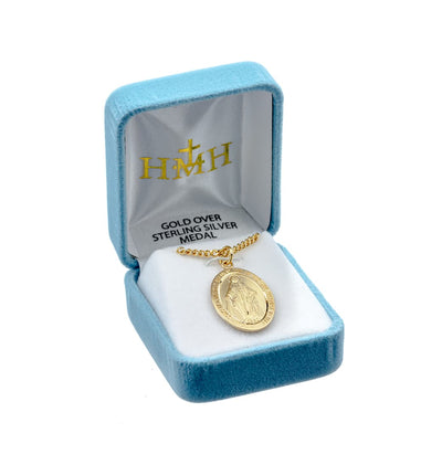 Miraculous Oval Double Sided Gold/Sterling Necklace in Gift Box, HMH Religious