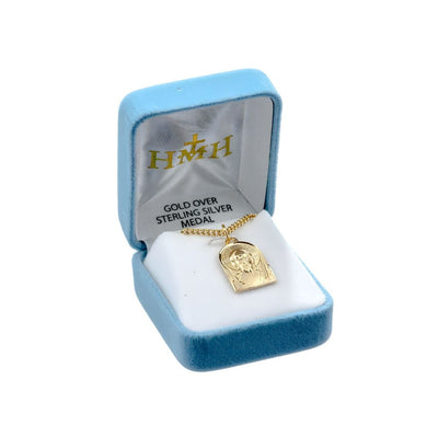 Renaissance Jesus Gold over Sterling Silver Medal Necklace. Made in USA . Comes with an 18-inch gold-plated chain and deluxe gift box, HMH Religious