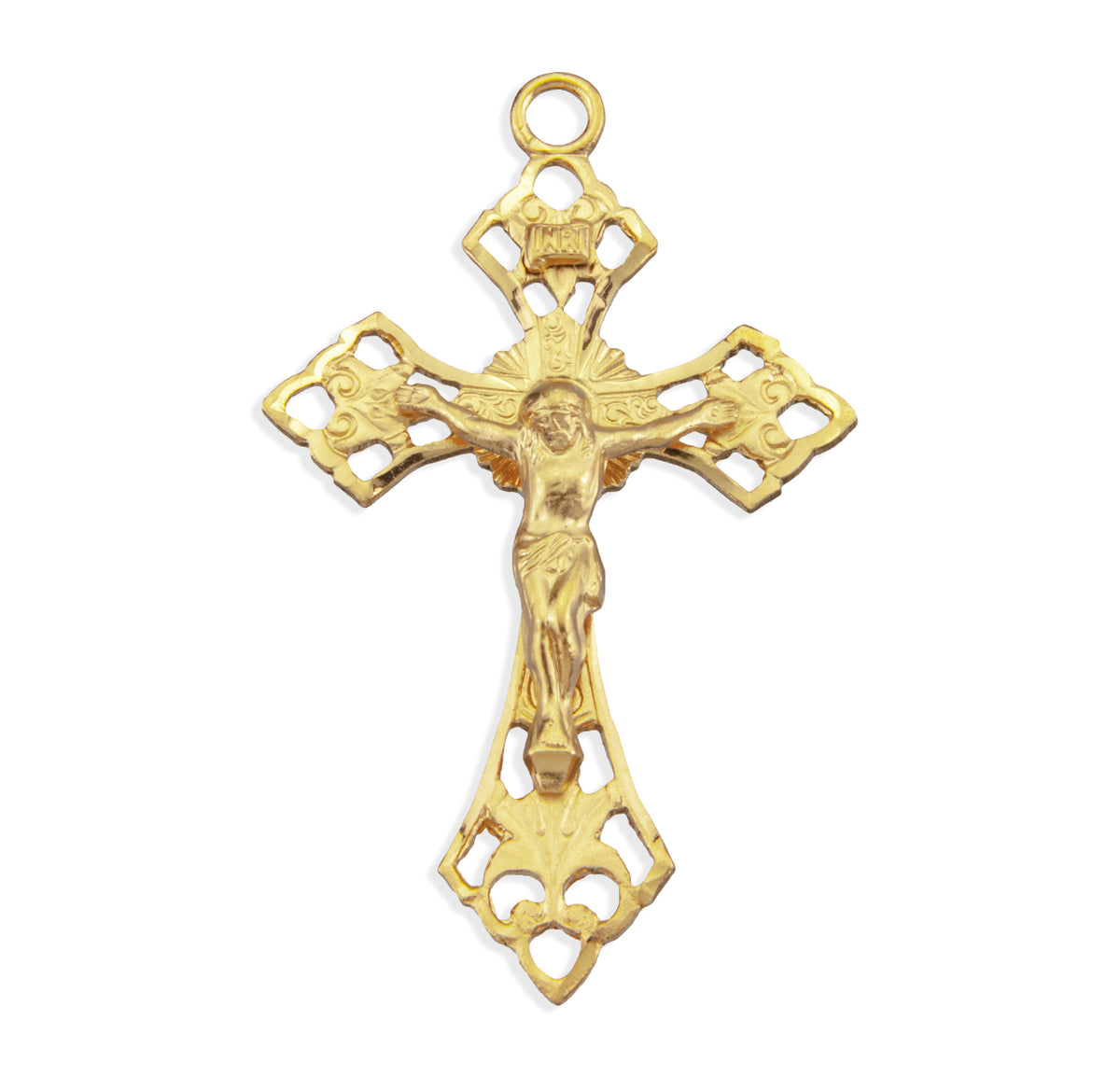 Medium Swirl Detailed Gold/Sterling Silver Crucifix Rosary Part