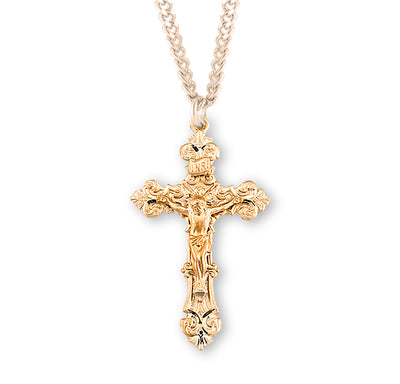 Filigree Scroll Design Gold Sterling Necklace w/Chain, HMH Religious