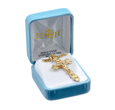 Filigree Scroll Design Gold Sterling Necklace w/Chain in Box, HMH Religious