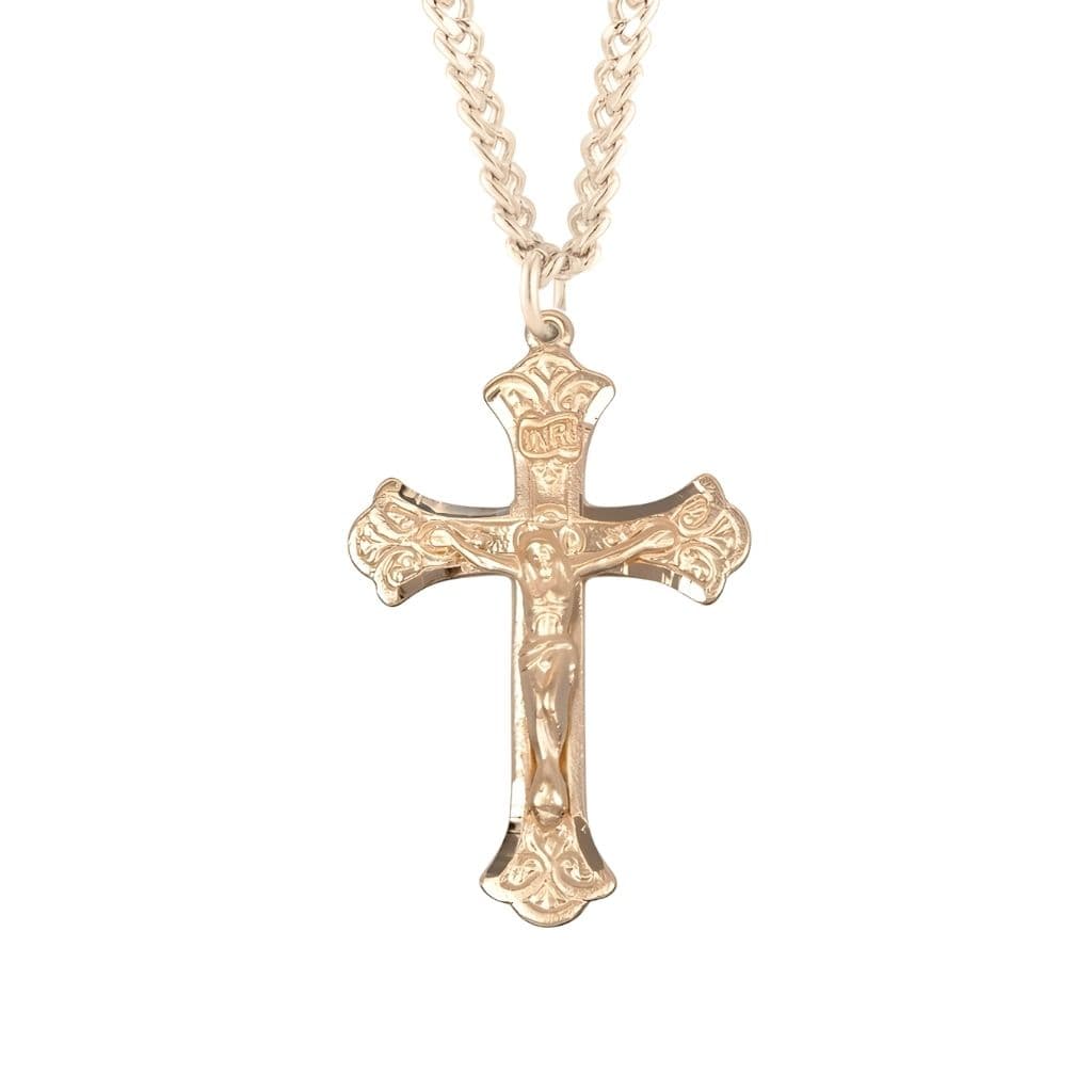 Flared Design Gold-Sterling Silver Crucifix, HMH Religious