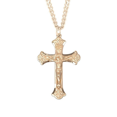 Flared Design Gold-Sterling Silver Crucifix, HMH Religious