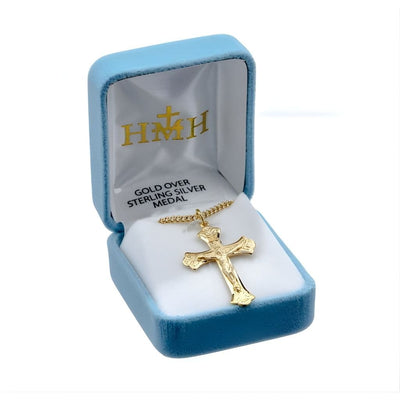 Flared Design Gold-Sterling Silver Crucifix (view 2), HMH Religious