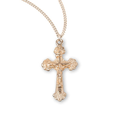 Gold/Sterling Flare Design Crucifix Necklace, HMH Religious