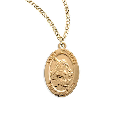 St Michael Saint of Police Gold/Sterling Medal Necklace, HMH Religious