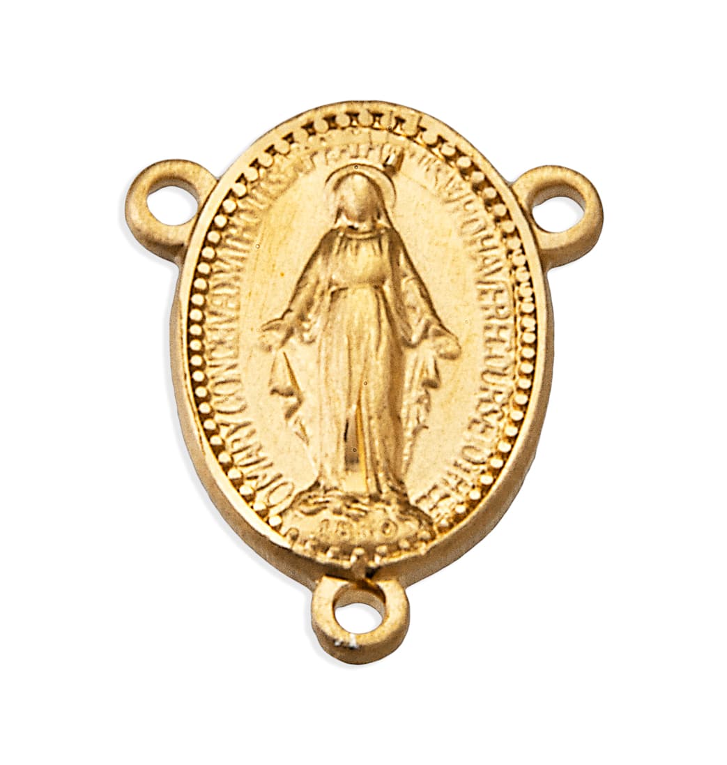 HMH Religious Tiny Miraculous Medal Gold over Sterling Silver Rosary Center Part,