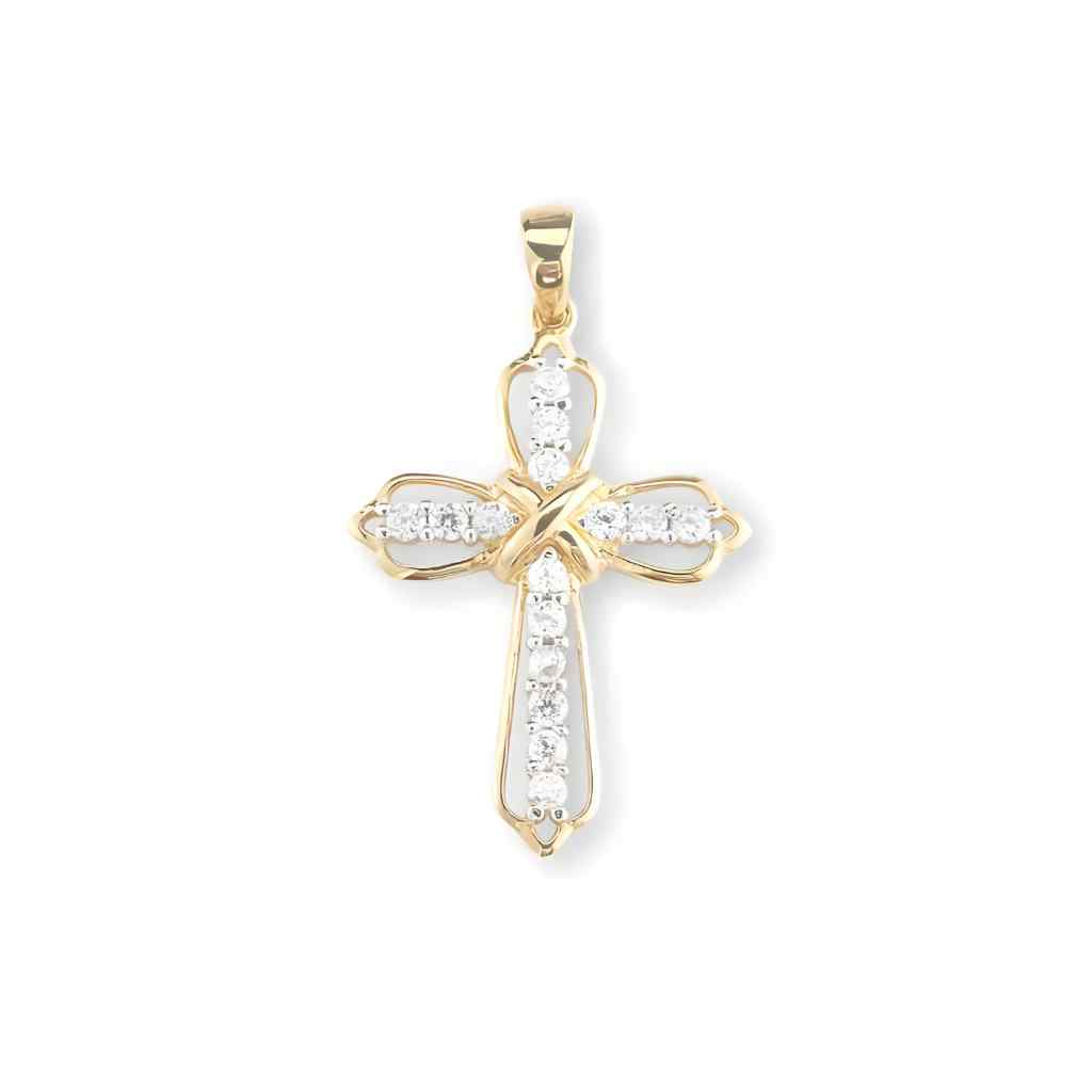 Celtic Knots Gold-Sterling Silver Cross with Cubic Zirconia, HMH Religious (view 2)