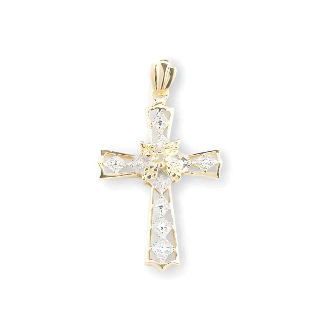 Elegant Gold-Sterling Silver Cross with Cubic Zirconia, HMH Religious (view 2)