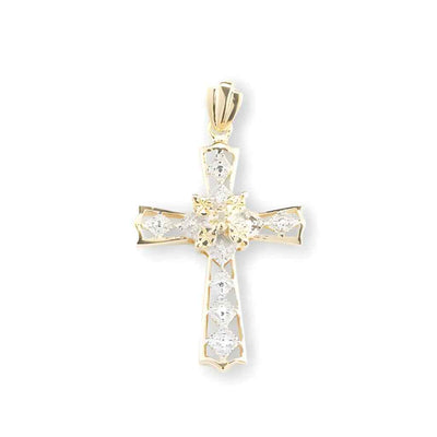 Elegant Gold-Sterling Silver Cross with Cubic Zirconia, HMH Religious (view 2)
