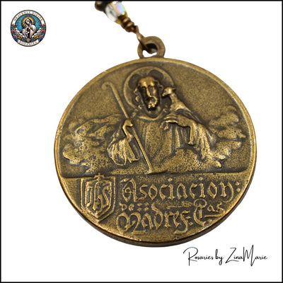 St. Monica Sodalite Chaplet with Bronze Jesus on back, Heavenly Divine Rosaries