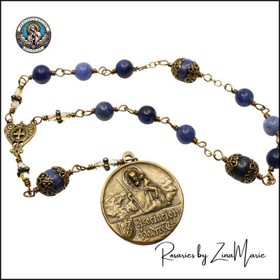 Handmade 6mm Sodalite Bronze Chaplet for St. Monica Prayer, Heavenly Divine Rosaries
