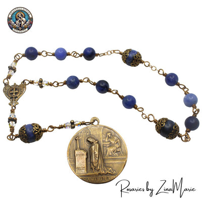 St. Monica Sodalite Chaplet with Bronze Wire-Wrapping, Heavenly Divine Rosaries