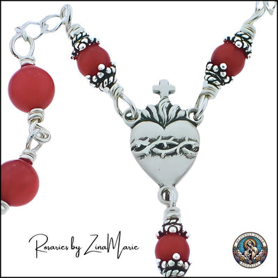 handmade Wire-Wrapped Sacred Heart of Jesus Chaplet by Zina Marie, Heavenly Divine Rosaries