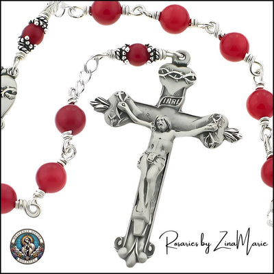 handmade wire-wrapped Sacred Heart of Jesus Chaplet, by Zina Marie, Heavenly Divine Rosaries