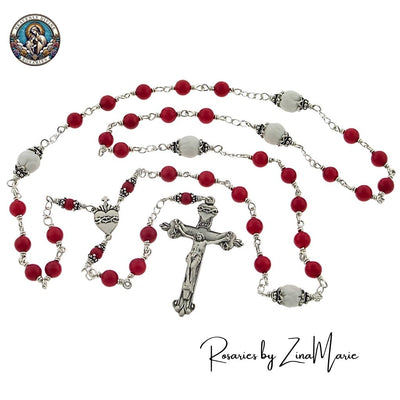 handmade wire-wrapped Sacred Heart of Jesus Chaplet, created by Zina Marie, Heavenly Divine Rosaries