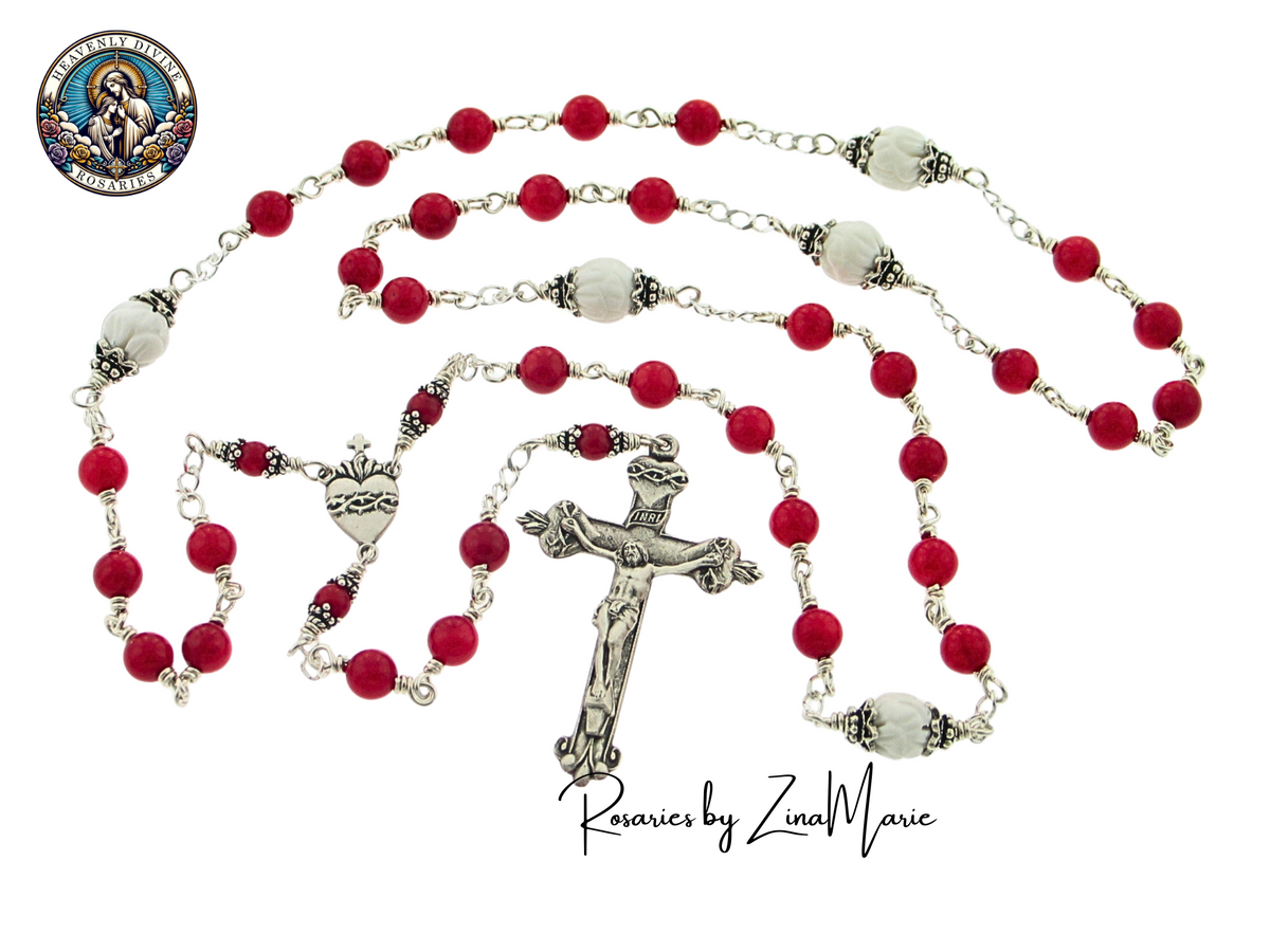 Handmade Sterling Silver Wire-Wrapped Sacred Heart of Jesus Chaplet by Zina Marie,