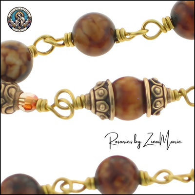 Handmade Bronze Agate and Crystal Pocket Rosary, Heavenly Divine Rosaries