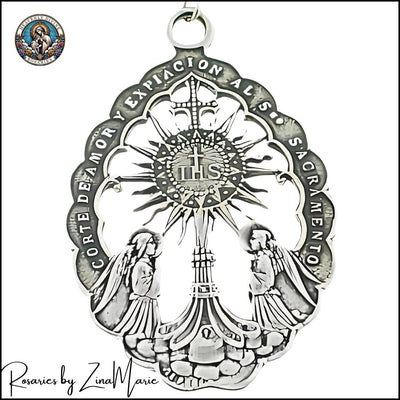 Handmade Blessed Sacrament Sterling Silver Chaplet with Monstrance with Angels - 2 3/8-inch by Zina Marie, available in Sodalite, African Green Jade, Bronzite, Heavenly Divine Rosaries