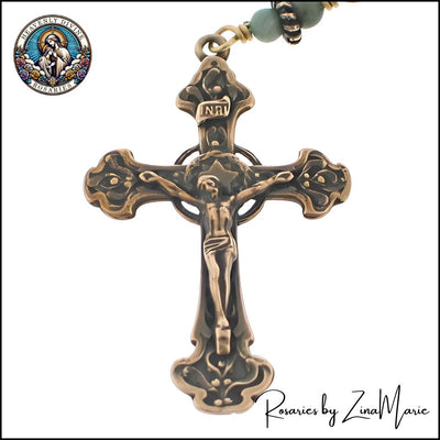 Handmade Wire-wrapped St. Christopher 9 Bead Prayer Chaplet by Zina Marie, Crucifix 2-inch, Heavenly Divine Rosaries