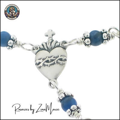 Scapular Sacred Heart Sodalite Sterling Rosary Sacred Heart of Jesus Centerpiece, Heavenly Divine Rosaries