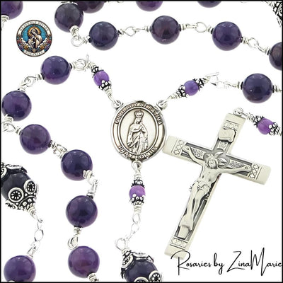 Handcrafted 6mm Amethyst Wire-Wrapped Rosary with Gift Box, Heavenly Divine Rosaries
