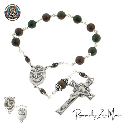 St. Michael Military Sterling Silver Rosary for Coast Guard by Zina Marie, Heavenly Divine Rosaries