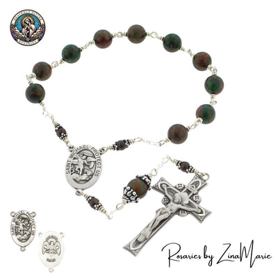 St. Michael Military Sterling Silver Rosary for National Guard by Zina Marie, Heavenly Divine Rosaries