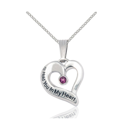 Amethyst Hold You in My Heart Birthstone Pewter Memorial Pendant, Bliss Manufacturing