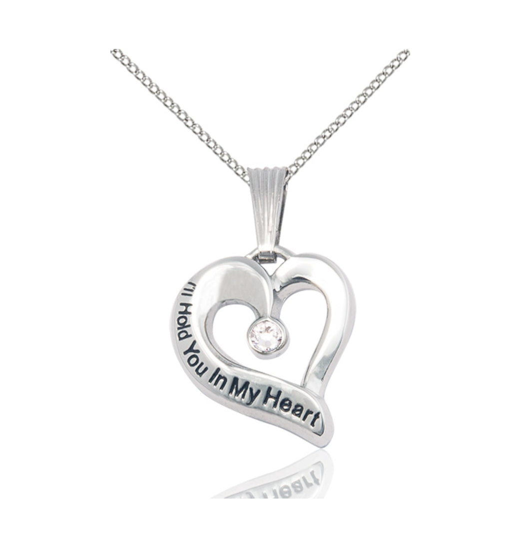 Bliss Hold You in My Heart Sterling Silver Birthstone Memorial Pendant,