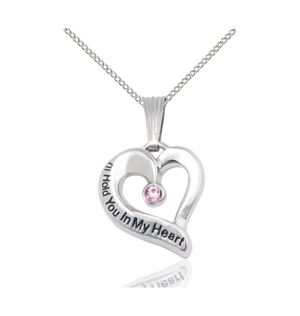 Light Amethyst Bliss Hold You in My Heart Sterling Silver Birthstone Memorial Pendant,