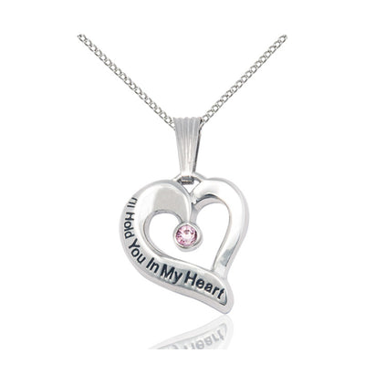 Light Amethyst Hold You in My Heart Birthstone Pewter Memorial Pendant, Bliss Manufacturing