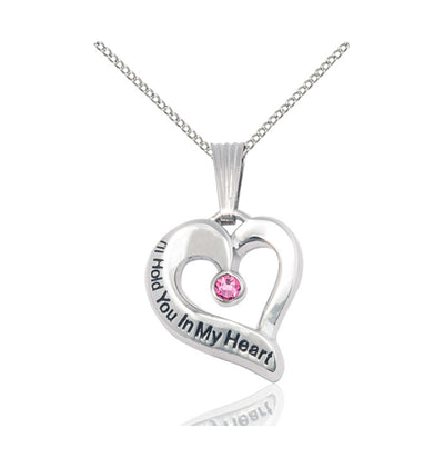 Rose Hold You in My Heart Birthstone Pewter Memorial Pendant, Bliss Manufacturing