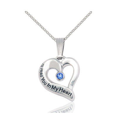 Sapphire Hold You in My Heart Sterling Silver Birthstone Memorial Pendant, Bliss Manufacturing