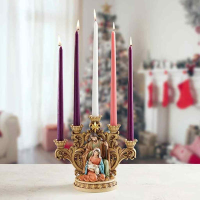 Nativity Star Advent Candleholder with Mary Holding Jesus  | 5 candle holders, Avalon Gallery (view 3)