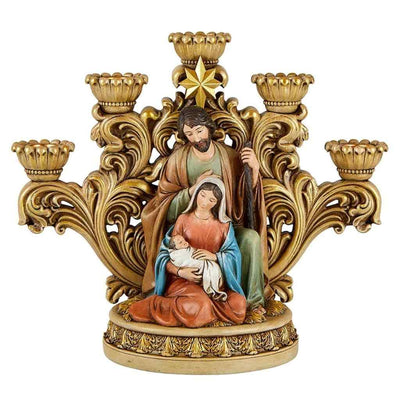 Front of the Nativity Star Advent Candleholder with Mary Holding Jesus  | 5 candle holders, Avalon Gallery (view 2)