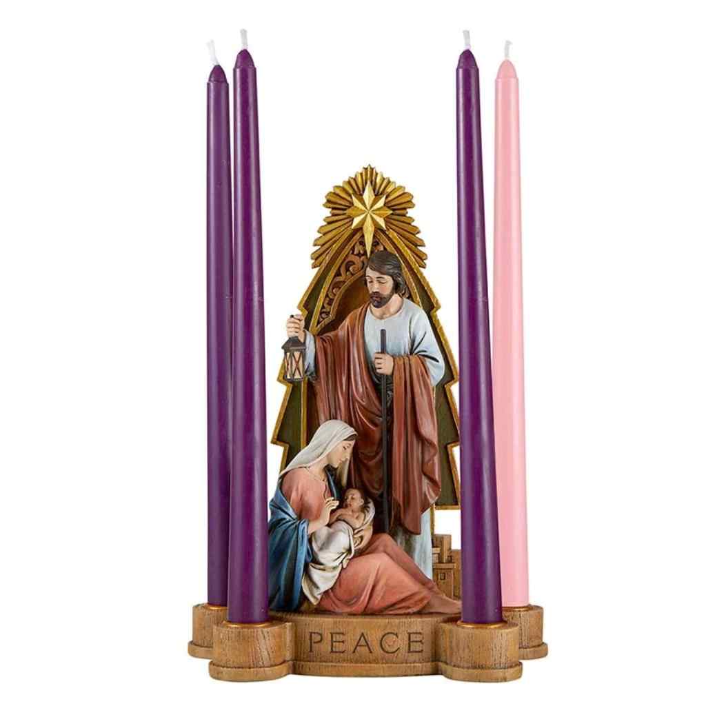 Nativity Advent candle holder in resin. Good News That Will Cause Great Joy, gift-boxed. (view 3)