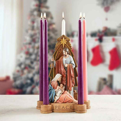 The Nativity Advent candle holder in resin. Good News That Will Cause Great Joy, gift-boxed. (view 4)