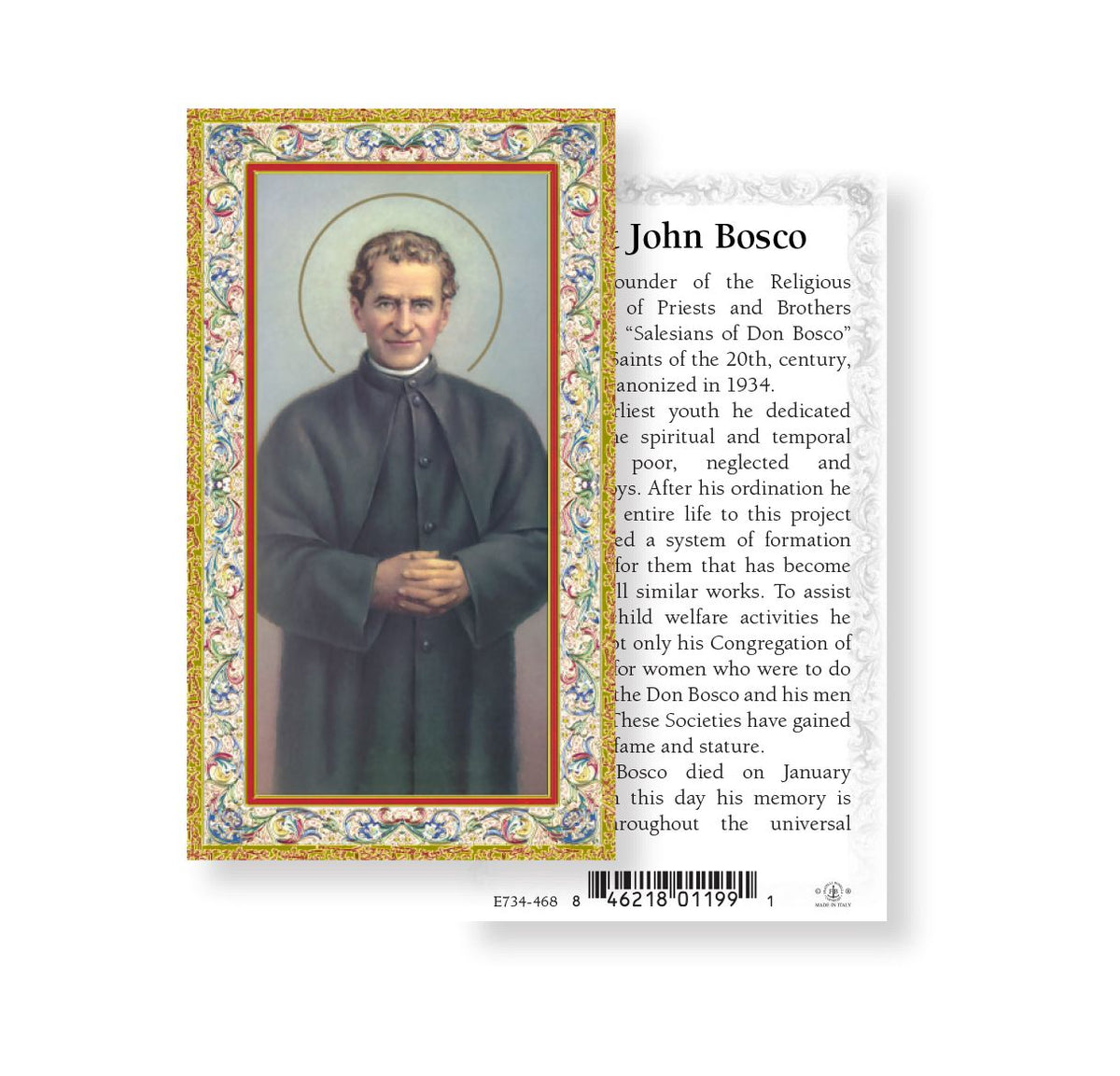 Saint John Bosco Prayer Holy Cards 100pcs by Fratelli Bonella