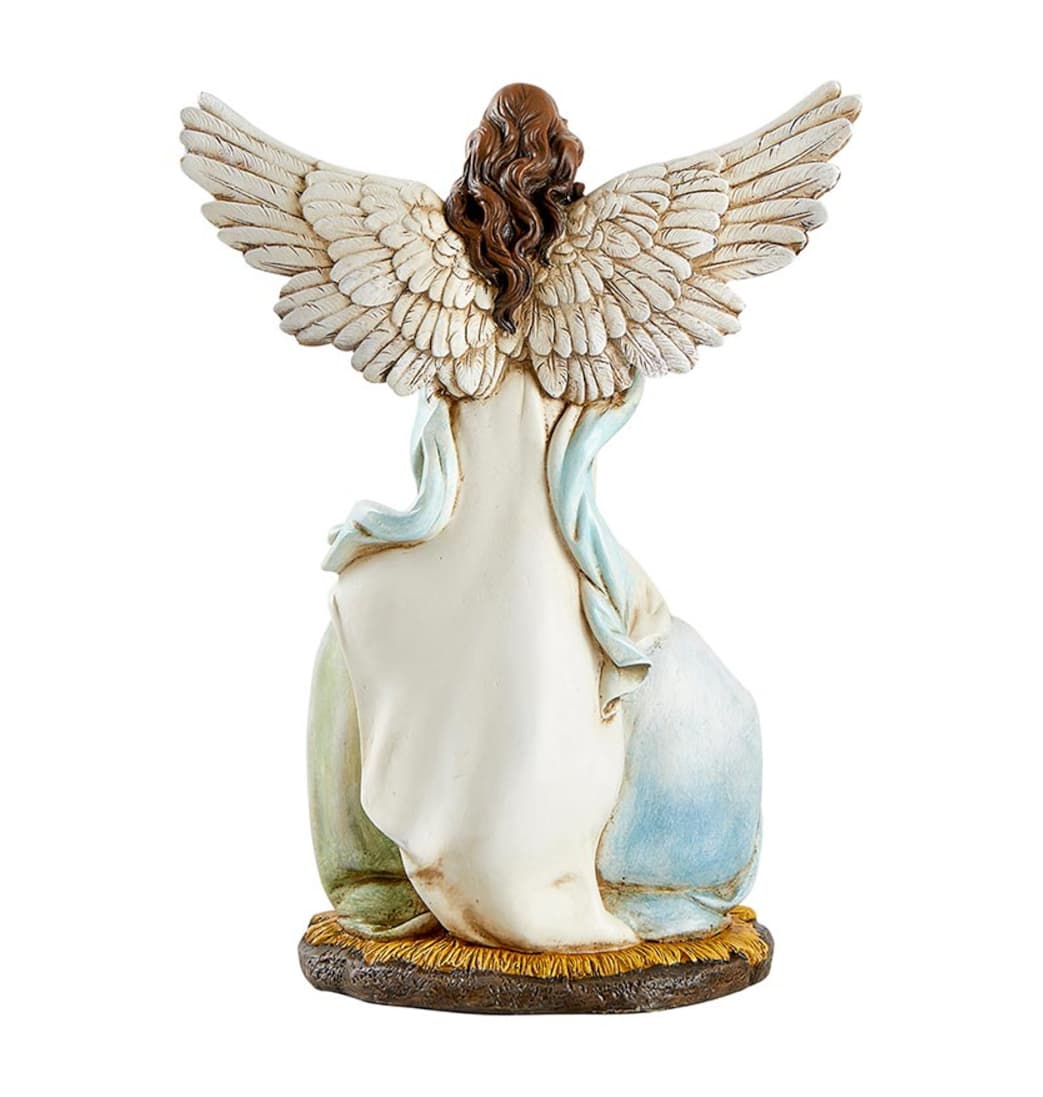 Back of Avalon Gallery 12" H Praying Angel with the Holy Family Figurine,