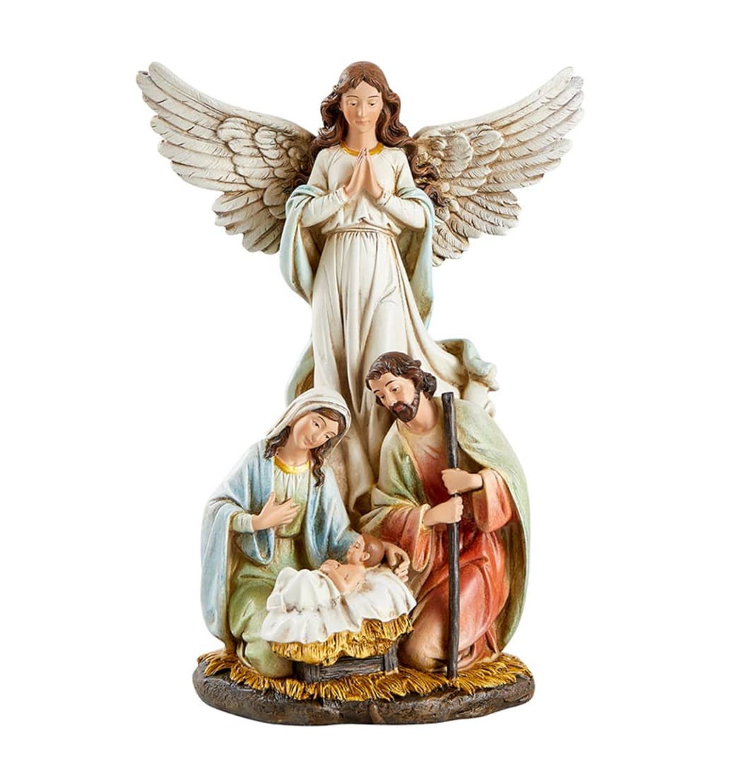 Avalon Gallery 12" H Praying Angel with the Holy Family Figurine,