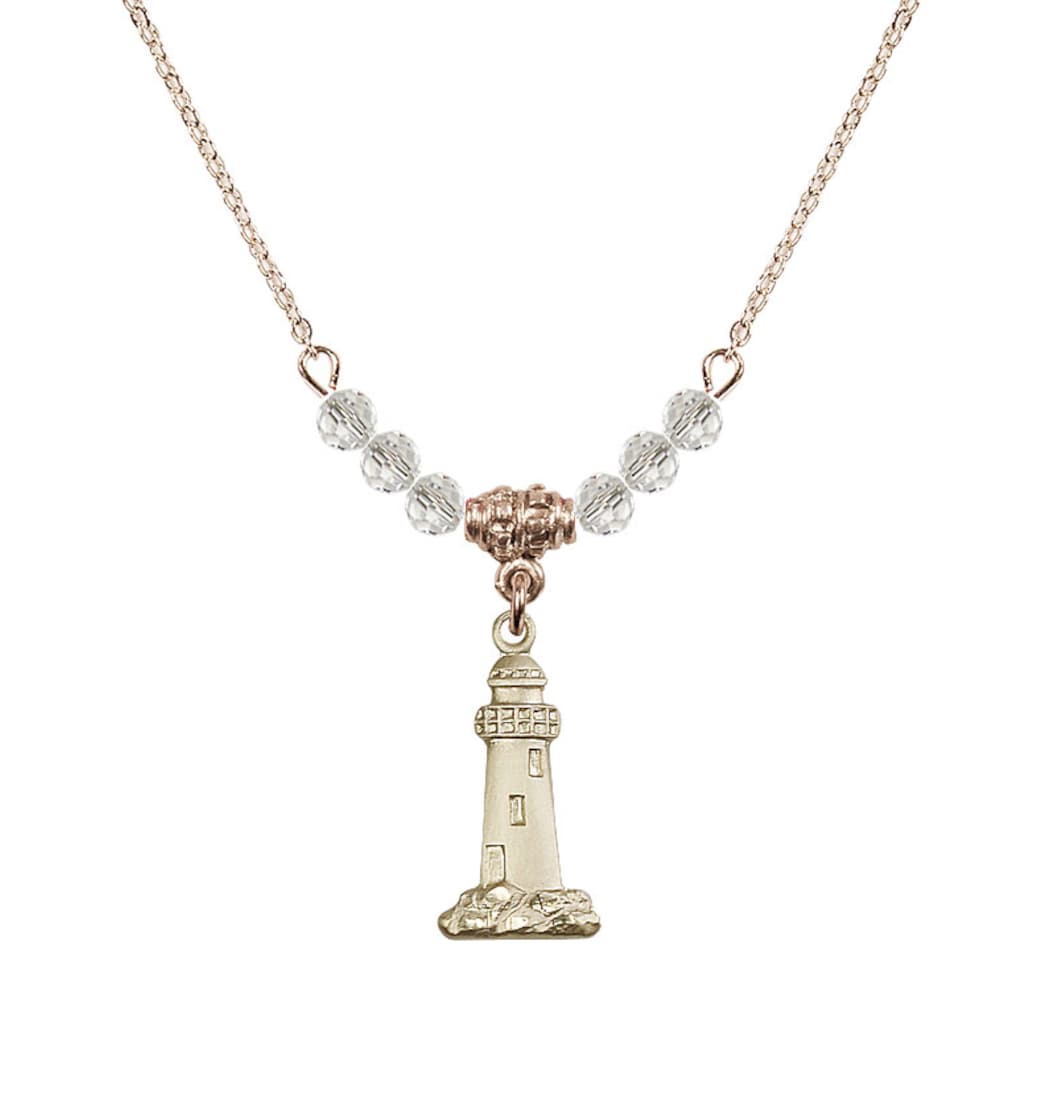 Bliss April-Crystal Gold-filled Lighthouse Beaded Necklace,