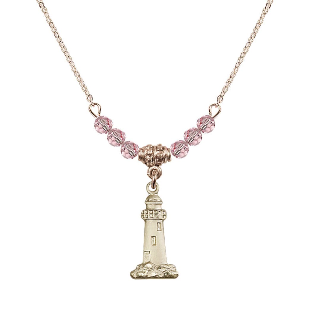 Bliss Light Rose Gold-filled Lighthouse Beaded Necklace,