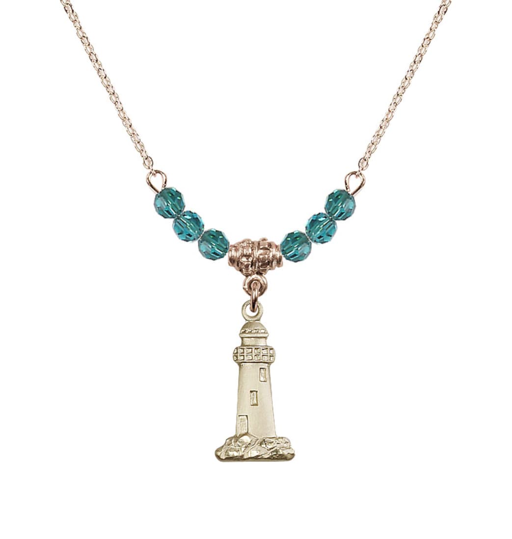 Bliss December-Zircon Gold-filled Lighthouse Beaded Necklace,