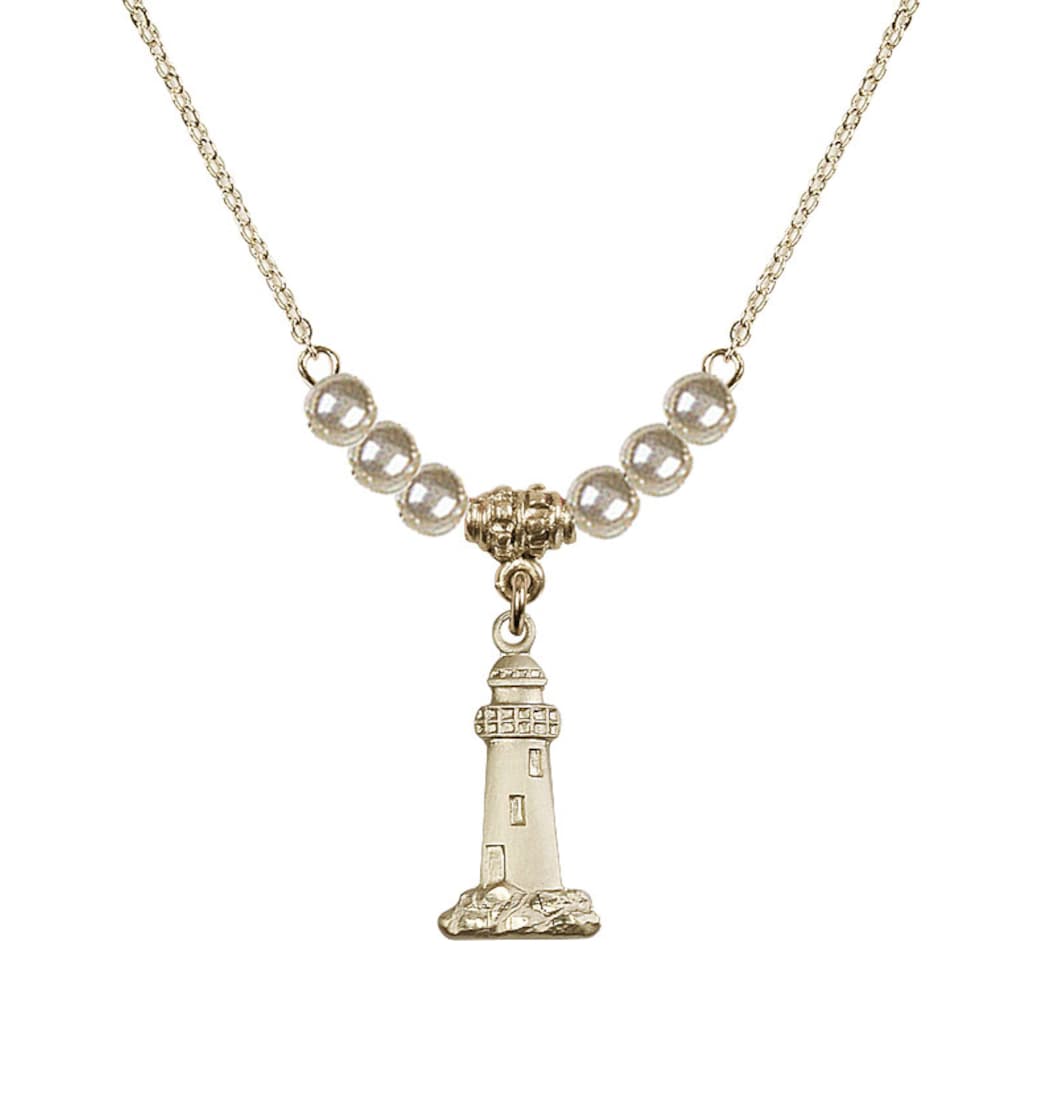 Bliss Faux Pearl Gold-filled Lighthouse Beaded Necklace,